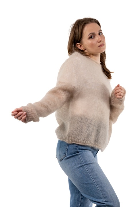 Sweter Kid Mohair Premium – Beżowy