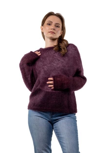 Sweter Kid Mohair Premium – Śliwkowy