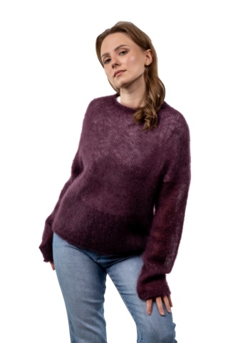 Sweter Kid Mohair Premium – Śliwkowy