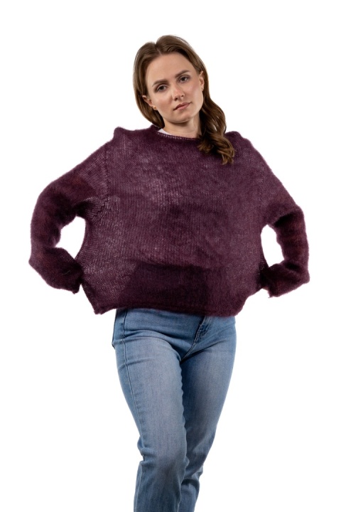 Sweter Kid Mohair Premium – Śliwkowy