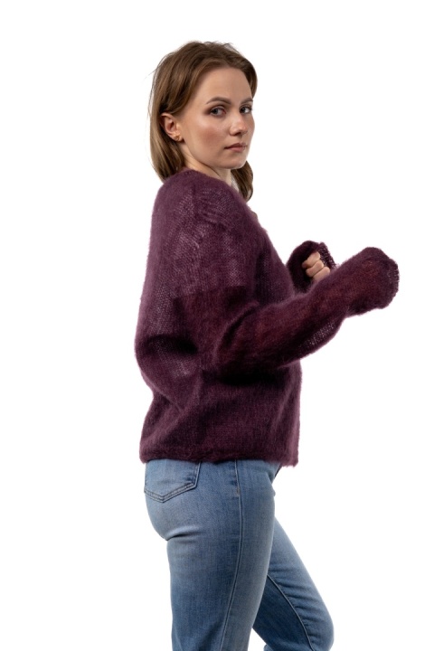 Sweter Kid Mohair Premium – Śliwkowy