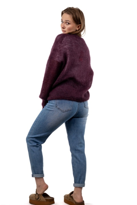 Sweter Kid Mohair Premium – Śliwkowy