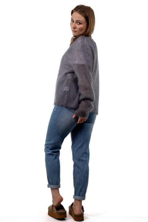 Sweter Kid Mohair V-Neck – Grafitowy
