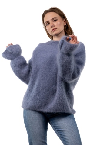 Sweter Premium GIANCHI z Kid Mohair – Jeansowy