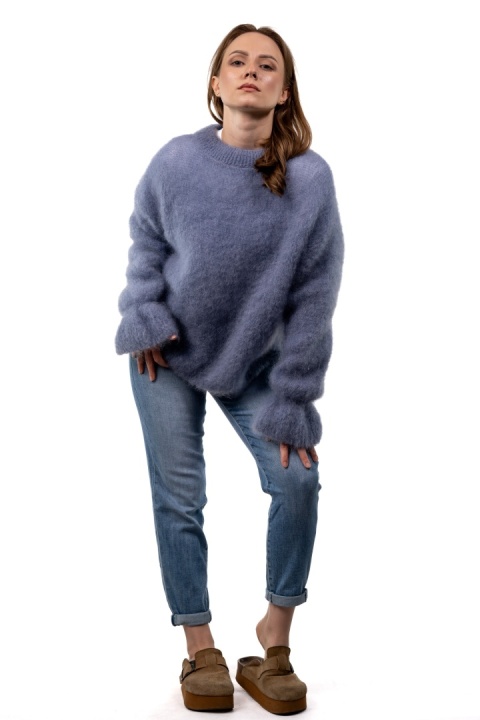 Sweter Premium GIANCHI z Kid Mohair – Jeansowy