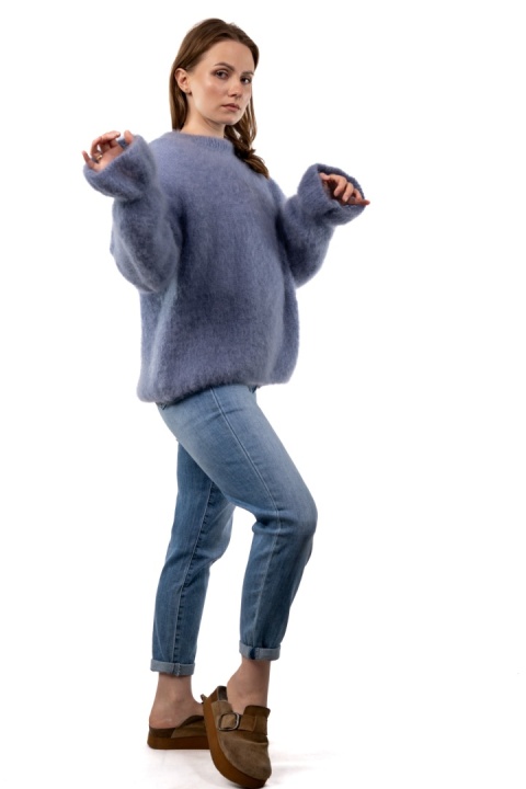 Sweter Premium GIANCHI z Kid Mohair – Jeansowy