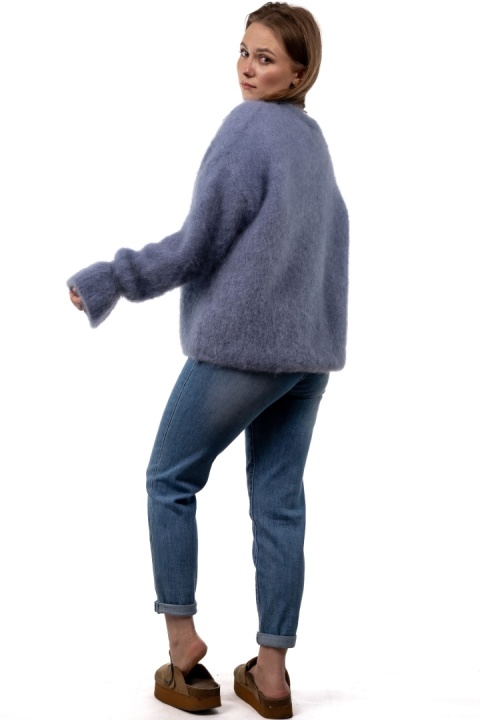 Sweter Premium GIANCHI z Kid Mohair – Jeansowy