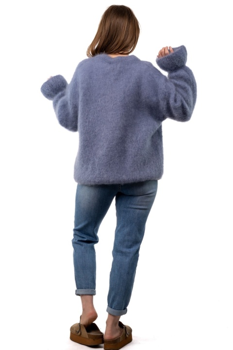 Sweter Premium GIANCHI z Kid Mohair – Jeansowy