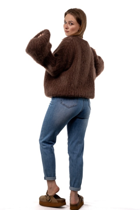 Sweter dzwonek z kid moheru - CXL Collection - Brązowy