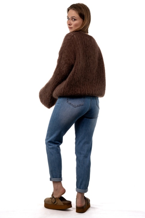 Sweter dzwonek z kid moheru - CXL Collection - Brązowy