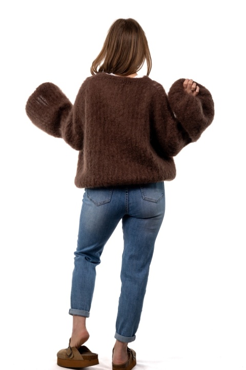 Sweter dzwonek z kid moheru - CXL Collection - Brązowy