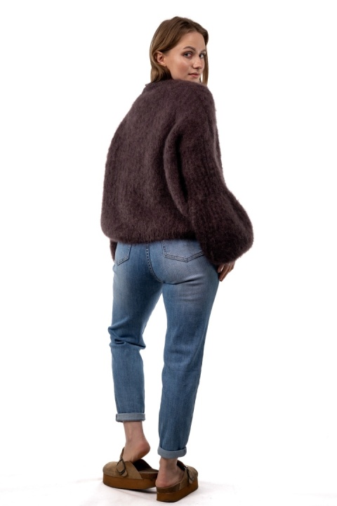Sweter dzwonek z kid moheru - CXL Collection - Brązowy