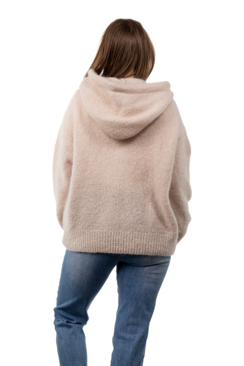 Sweter oversize z moherem i kapturem CXL Collection - Jasny beż / ecru