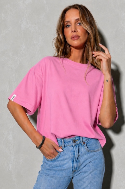 T-shirt Basic Lenoshka Brooklyn / pudełkowy - Róż barbie