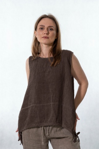 Top lniany oversize WIYA - Cacao