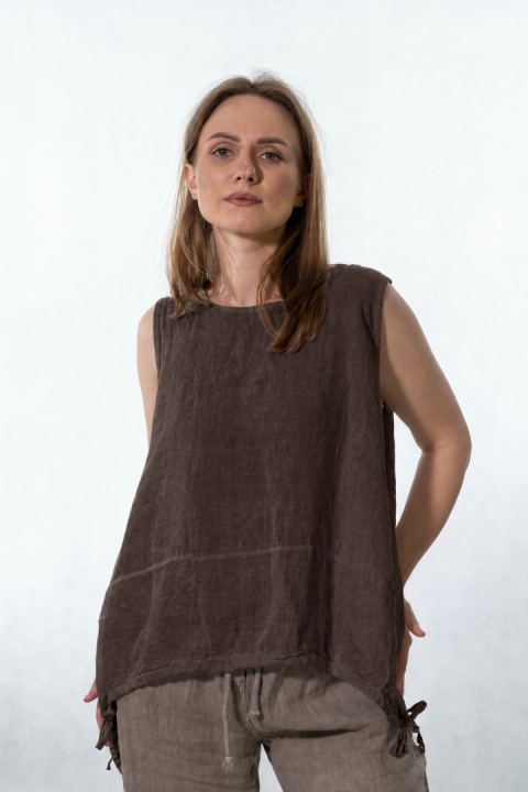 Top lniany oversize WIYA - Cacao