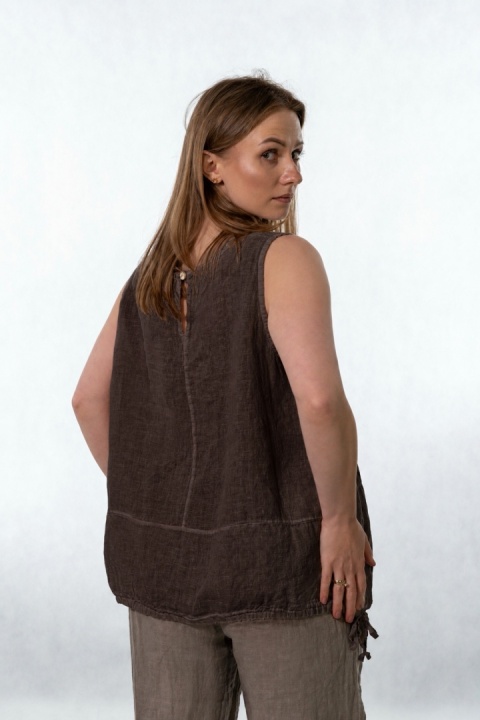 Top lniany oversize WIYA - Cacao