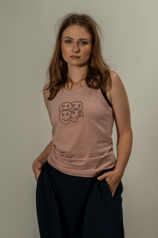 Top z haftem COLETTE – Pudrowy róż