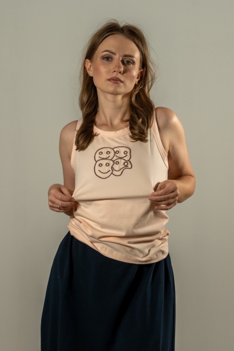Top z haftem COLETTE – Jasna brzoskwinia