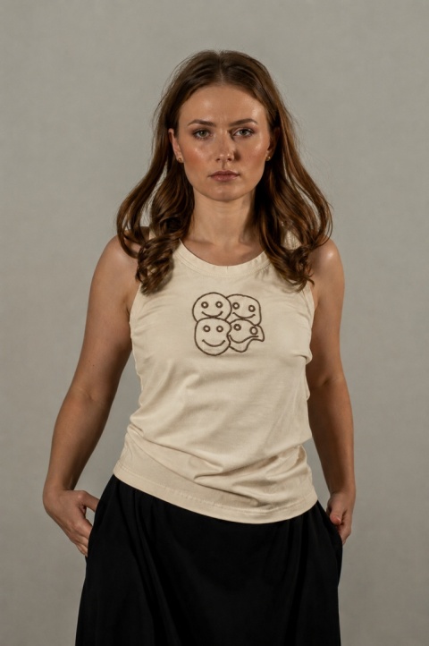 Top z haftem COLETTE – Beżowy