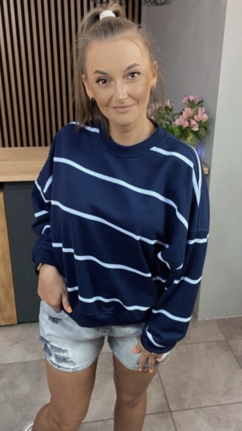 Bluza Relaxing Lenoshka Granatowa w paski Blue