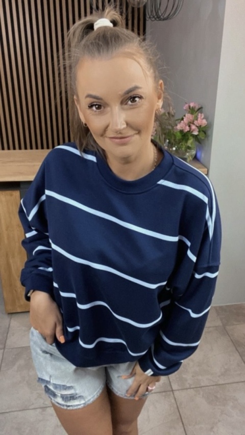 Bluza Relaxing Lenoshka Granatowa w paski Blue