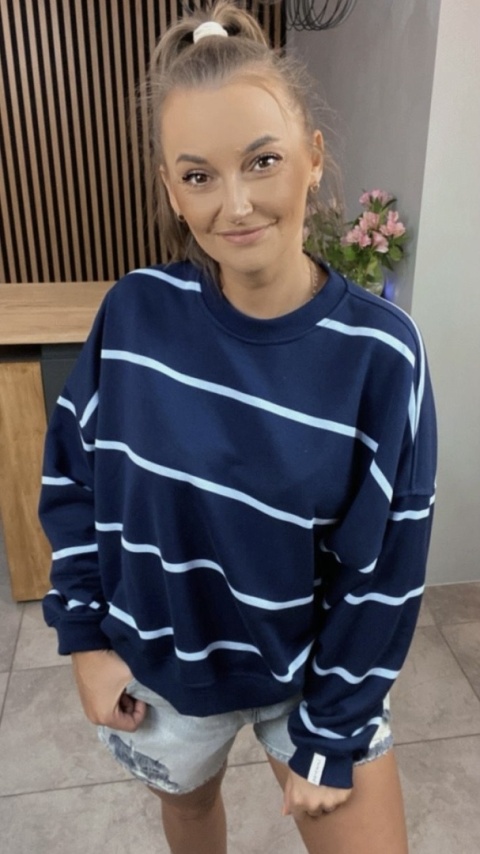 Bluza Relaxing Lenoshka Granatowa w paski Blue