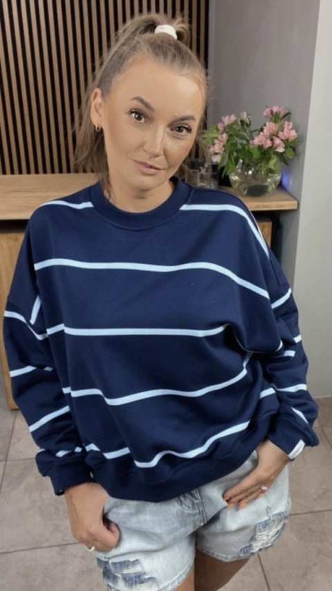 Bluza Relaxing Lenoshka Granatowa w paski Blue