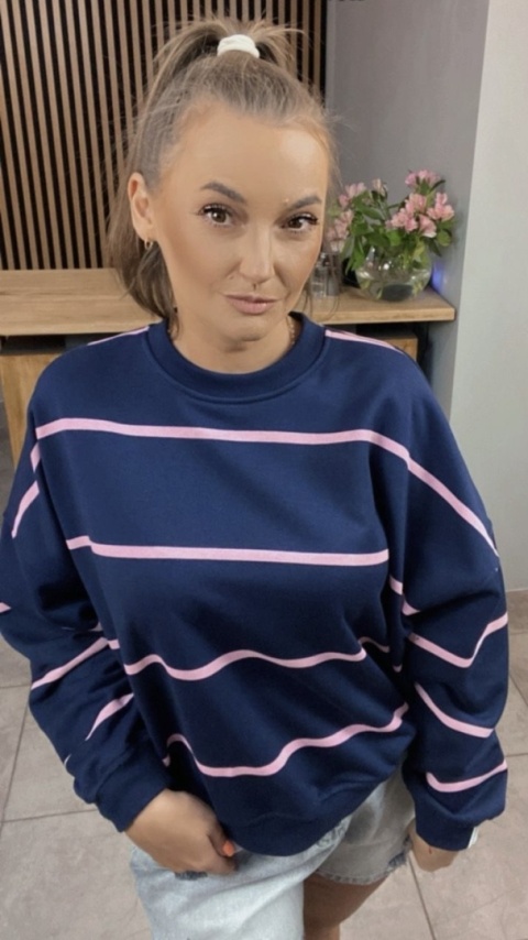 Bluza Relaxing Lenoshka Granatowa w paski Pink Bluza Relaxing Lenoshka Granatowa w paski Pink