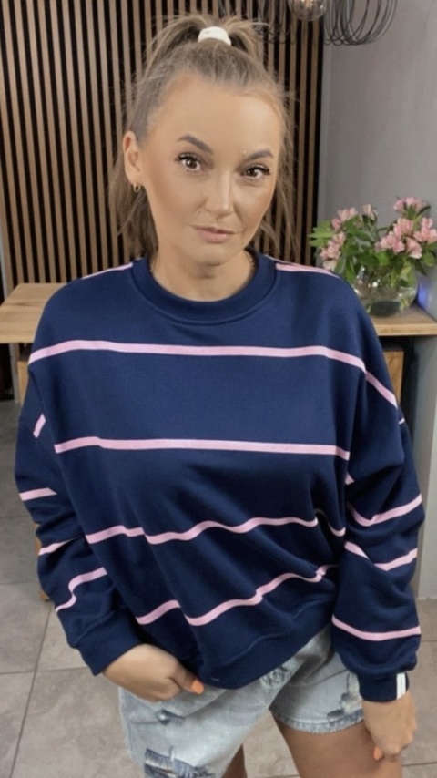 Bluza Relaxing Lenoshka Granatowa w paski Pink Bluza Relaxing Lenoshka Granatowa w paski Pink