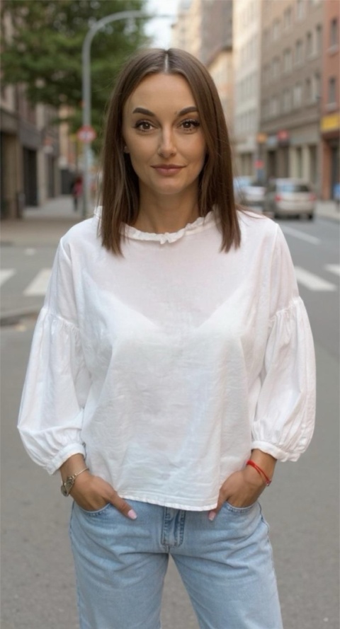 Bluzka bufka Wendykei - Biała Bluzka bufka Wendykei - Biała