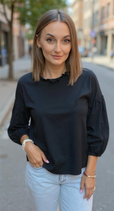 Bluzka bufka Wendykei - Czarna Bluzka bufka Wendykei - Czarna