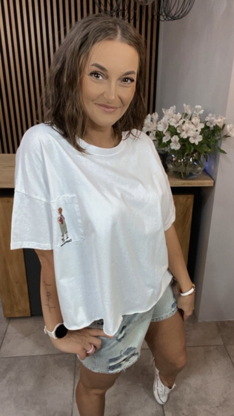 T-shirt bawełniany Feiwemokai Biały