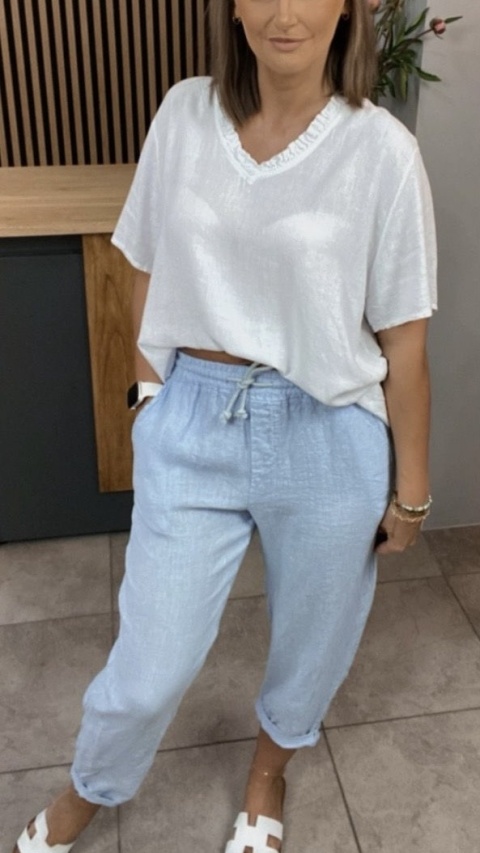 Spodnie lniane Gioya Blue