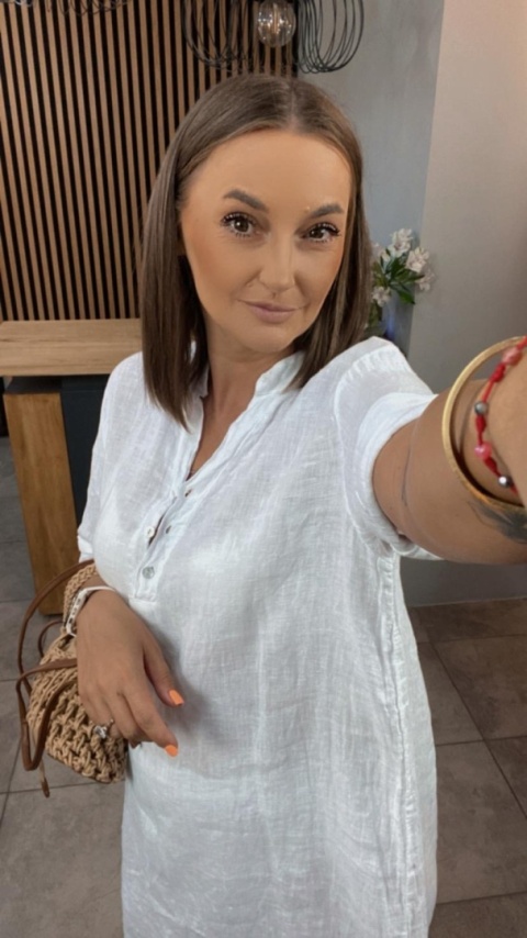Sukienka “Livia” – koszulowa sukienka lniana Biała Sukienka “Livia” – koszulowa sukienka lniana Biała