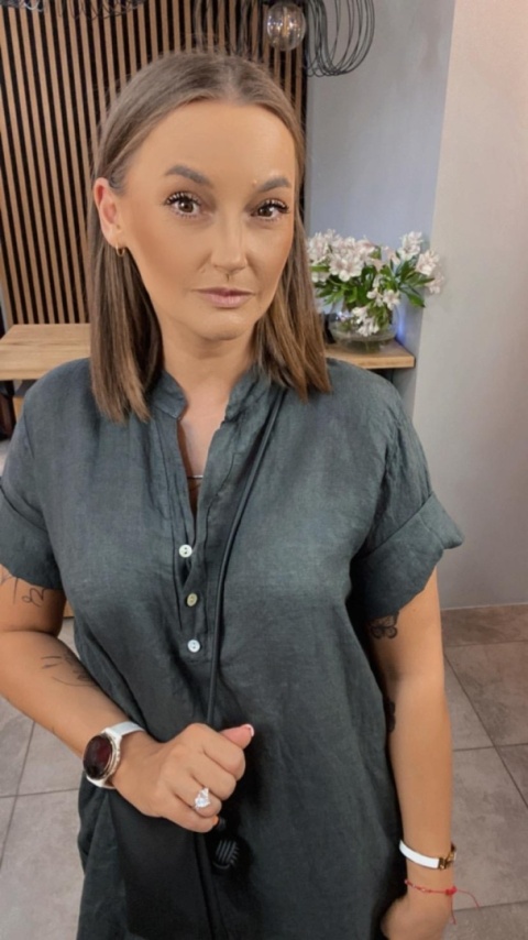 Sukienka “Livia” – koszulowa sukienka lniana Grafit Sukienka “Livia” – koszulowa sukienka lniana Grafit