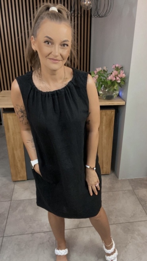 Sukienka "Simplicity" - minimalistyczna sukienka z lnu Czarna