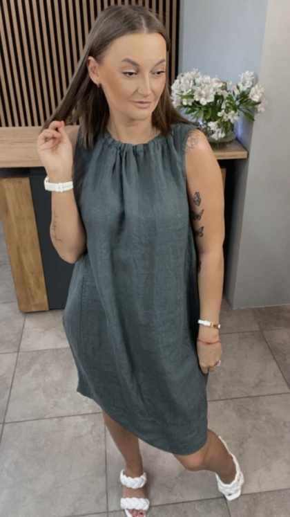 Sukienka "Simplicity" - minimalistyczna sukienka z lnu Grafit