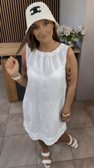 Sukienka “Simplicity” – minimalistyczna sukienka z lnu Biała