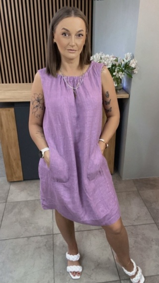Sukienka “Simplicity” – minimalistyczna sukienka z lnu Liliowy