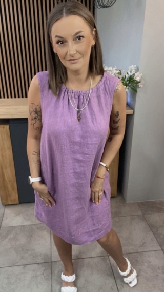 Sukienka “Simplicity” – minimalistyczna sukienka z lnu Liliowy