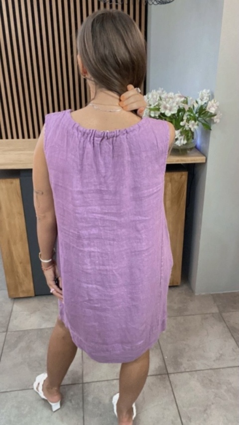 Sukienka “Simplicity” – minimalistyczna sukienka z lnu Liliowy Sukienka “Simplicity” – minimalistyczna sukienka z lnu Liliowy