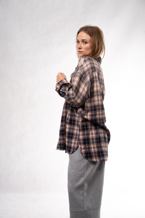 Bawełniana koszula flanelowa oversize w kratę JOY