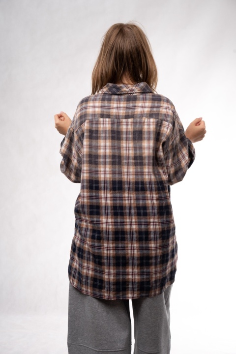 Bawełniana koszula flanelowa oversize w kratę JOY