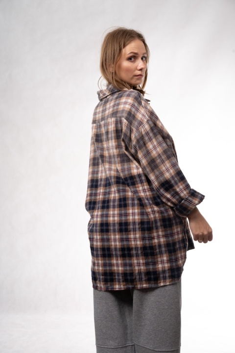 Bawełniana koszula flanelowa oversize w kratę JOY