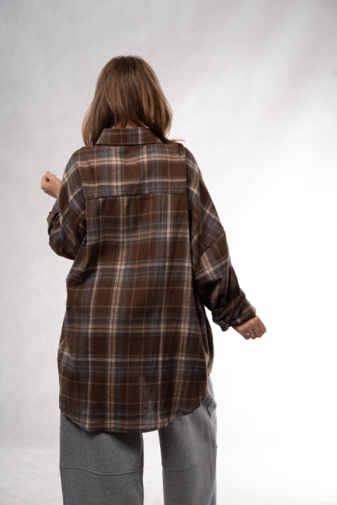 Długa koszula flanelowa oversize w kratę JOY