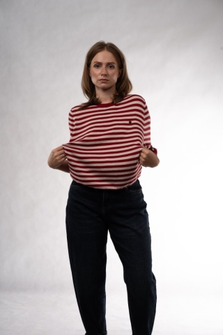 Dzianinowy sweter w paski z wełną merino Dune