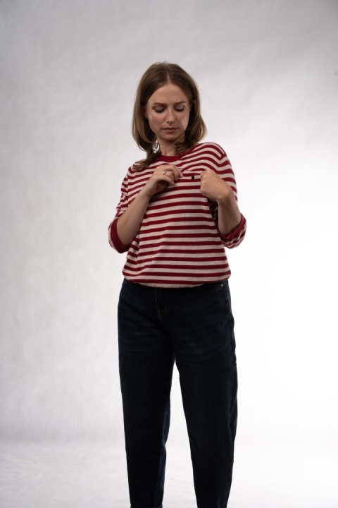 Dzianinowy sweter w paski z wełną merino Dune
