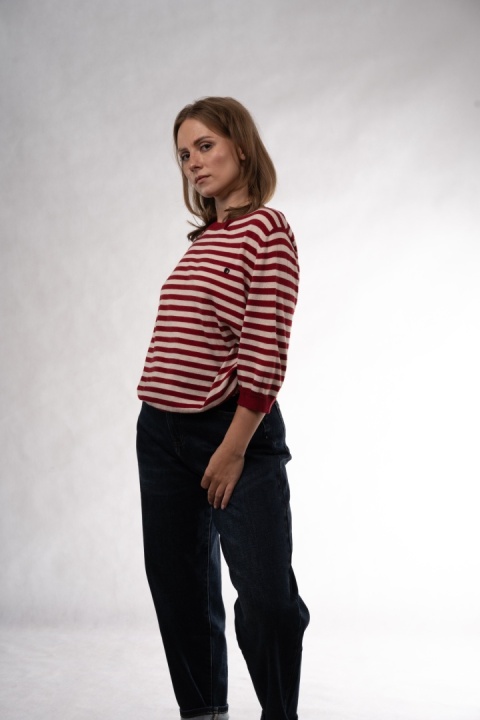 Dzianinowy sweter w paski z wełną merino Dune