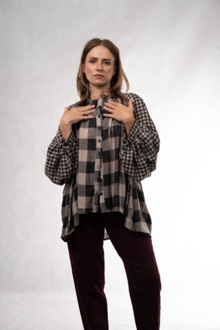 Koszula oversize w kratę Wiya - Nero